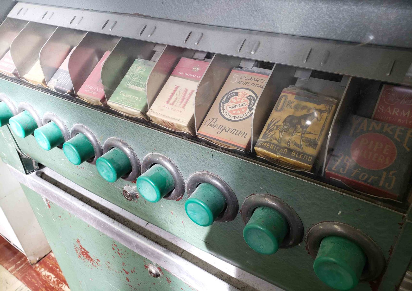 Cigarette machine at Sweeney's barber show
